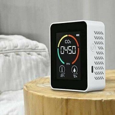 Air Quality Monitor Indoor CO2 Detector 3 In 1 Air Pollution CO2 Detector Temperature Humidity Professional Sensor Real-Time Readings CO2 Alarm Meter
