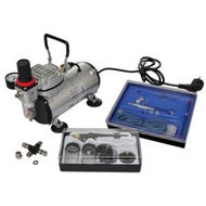 Detailed information about the product Airbrush Compressor Set With 2 Pistols