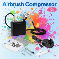 Detailed information about the product Airbrush Kit Air Brush Compressor Spray Gun Dual Action Portable Paint Model Tattoo Nail Art Craft Cake Decor Barber Makeup 0.5mm 21PSI Cleaning Set