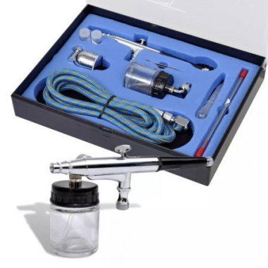 Airbrush Set With Glass Jar 0.2 / 0.3 / 0.5 Mm Nozzles.