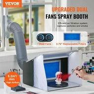 Detailed information about the product Airbrush Spray Booth, Portable Hobby Airbrush Paint Spray Booth Kit with 4 LED Light, Powerful Dual Exhaust Fans, Turntable and 6 ft Extension Hose, for Painting Models, Arts, Crafts, Cakes