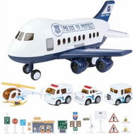 Detailed information about the product Airplane Toy Mini Car with Road Sign For Kids Age 3 to 8 , 2 in 1 Light Effect, Music Play, Play House Set, Shockproof, Interior, Blue