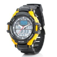 Detailed information about the product AK1272 Sports Diving Analog Digital Watch With EL Backlit / Stopwatch / Alarm Clock - Black + Yellow