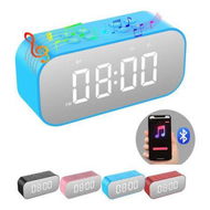 Detailed information about the product Alarm Clock for Bedroom/Office, Small Digital Clock with Bluetooth Speaker, Desk Clock with Dual Alarm, Snooze, Mirror LED Display (Blue)