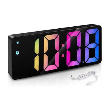 Alarm Clock For Bedrooms 6.5-inch HD Display With Colorful Digits.