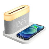 Detailed information about the product Alarm Clock with MultiFunction Mobile Phone Wireless Charging 15W, Touch Bedside Lamp,3 Colors Nightlight, Sleep Timer for Bedroom,Desk