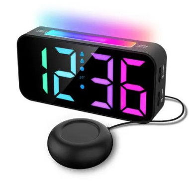 Alarm Clocks for Heavy Sleepers,Loud Alarm Clock with Bed Shaker,Night Light,Large Display,Vibrating Alarm Clocks Bedside for Deaf Hearing impaired