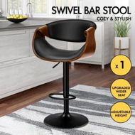 Detailed information about the product ALFORDSON 1x Bar Stool Kitchen Swivel Chair Wooden Leather Gas Lift Trice