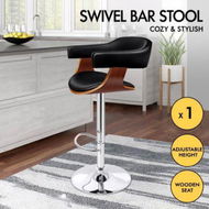 Detailed information about the product ALFORDSON 1x Wooden Bar Stool Joan Kitchen Swivel Chair Wood Leather Gas Lift