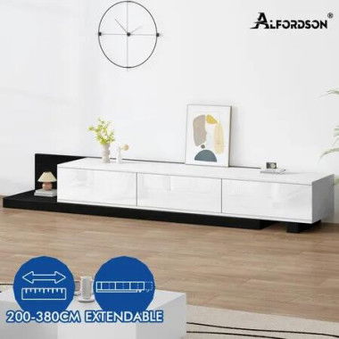 ALFORDSON 200-380cm Extendable Entertainment Unit TV Cabinet Stand Storage Shelf