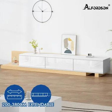 ALFORDSON 200-380cm TV Cabinet Entertainment Unit Extendable Stand Storage Shelf