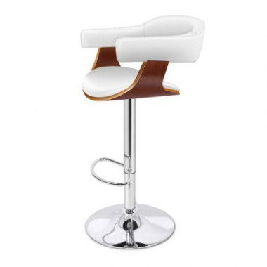 ALFORDSON 2x Bar Stool Joan Kitchen Swivel Chair Wooden Leather Gas Lift White