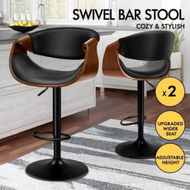 Detailed information about the product ALFORDSON 2x Bar Stool Kitchen Swivel Chair Wooden Leather Gas Lift Trice