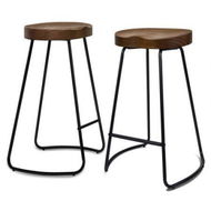 Detailed information about the product ALFORDSON 2x Bar Stools 75cm Tractor Kitchen Wooden Vintage Chair Dark