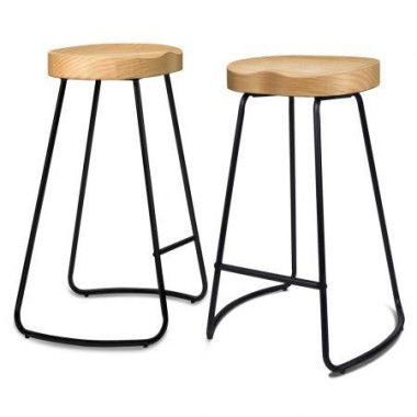 ALFORDSON 2x Bar Stools 75cm Tractor Kitchen Wooden Vintage Chair Natural