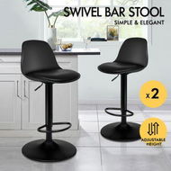 Detailed information about the product ALFORDSON 2x Bar Stools Kitchen Swivel Chair Leather Gas Lift Philip BLACK