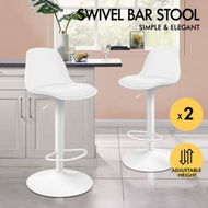 Detailed information about the product ALFORDSON 2x Bar Stools Kitchen Swivel Chair Leather Gas Lift Philip WHITE