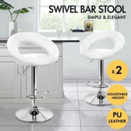 Detailed information about the product ALFORDSON 2x Bar Stools Ovadia Kitchen Swivel Chair Leather Gas Lift White