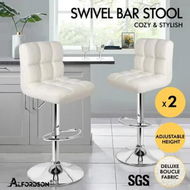 Detailed information about the product ALFORDSON 2x Bar Stools Ralph Kitchen Swivel Chair Boucle Gas Lift White