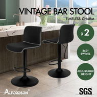 Detailed information about the product ALFORDSON 2x Bar Stools Remy Kitchen Gas Lift Swivel Vintage Chair Fabric