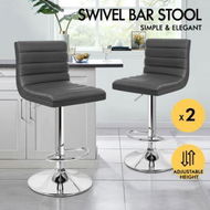 Detailed information about the product ALFORDSON 2x Bar Stools Ruel Kitchen Swivel Chair Leather Gas Lift GREY