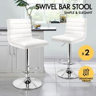 Detailed information about the product ALFORDSON 2x Bar Stools Ruel Kitchen Swivel Chair Leather Gas Lift WHITE