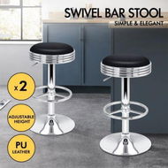 Detailed information about the product ALFORDSON 2x Bar Stools Sade Kitchen Swivel Chair Leather Gas Lift BLACK