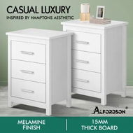 Detailed information about the product ALFORDSON 2x Bedside Table Hamo Nightstand Storage Side End 3 Drawers White