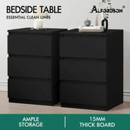 Detailed information about the product ALFORDSON 2x Bedside Table Nightstand 3 Drawers Side End Table Black