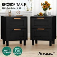 Detailed information about the product ALFORDSON 2x Bedside Table Side Storage Nightstand 2 Drawers Cabinet Black