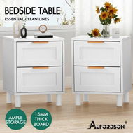 Detailed information about the product ALFORDSON 2x Bedside Table Side Storage Nightstand 2 Drawers Cabinet White