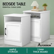 Detailed information about the product ALFORDSON 2x Bedside Table Storage Cabinet Side End Nightstand White