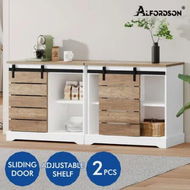 Detailed information about the product ALFORDSON 2x Buffet Sideboard Cabinet Storage Cupboard Sliding Door Pantry White