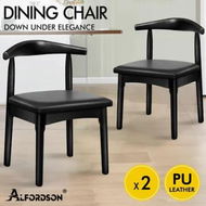 Detailed information about the product ALFORDSON 2x Dining Chair Kitchen Lounge Cafe Retro Wood PU Leather Seat Black