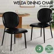 Detailed information about the product ALFORDSON 2x Dining Chairs Accent Kitchen Lounge Curved Back PU Leather Black