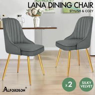 Detailed information about the product ALFORDSON 2x Dining Chairs Kitchen Accent Lounge Padded Tufted Seat Velvet Grey