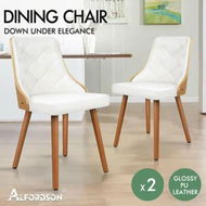 Detailed information about the product ALFORDSON 2x Dining Chairs Padded Tufted Glossy PU Leather White