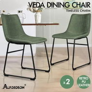 Detailed information about the product ALFORDSON 2x Dining Chairs PU Leather Green