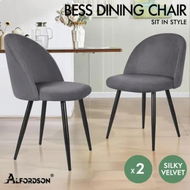 Detailed information about the product ALFORDSON 2x Dining Chairs Velvet Grey