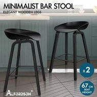 Detailed information about the product ALFORDSON 2x Kitchen Bar Stools Bar Stool Counter Wooden Chairs All Black Wade