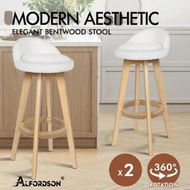 Detailed information about the product ALFORDSON 2x Kitchen Bar Stools Liam Wooden Swivel Bar Stool Chairs Boucle White