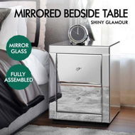 Detailed information about the product ALFORDSON 2x Mirrored Bedside Table Cabinet Nightstand Side End Table Drawers