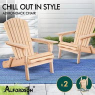 Detailed information about the product ALFORDSON 2x Outdoor Chairs Wooden Adirondack Patio Furniture Beach Garden Wood