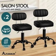 Detailed information about the product ALFORDSON 2x Salon Stool Backrest Swivel Barber Hair Dress Chair Lina All Black