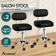 Detailed information about the product ALFORDSON 2x Salon Stool Backrest Swivel Barber Hair Dress Chair Lina Black