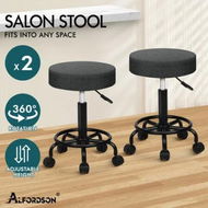 Detailed information about the product ALFORDSON 2x Salon Stool Round Swivel Barber Hair Dress Chair Dark Grey Fabric