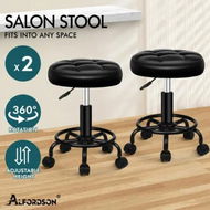 Detailed information about the product ALFORDSON 2x Salon Stool Round Swivel Barber Hair Dress Chair Gas Lift All Black
