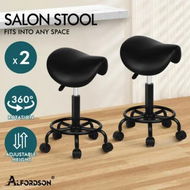 Detailed information about the product ALFORDSON 2x Salon Stool Saddle Swivel Barber Hair Dress Chair Sierra All Black