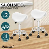 Detailed information about the product ALFORDSON 2x Salon Stool Saddle Swivel Barber Hair Dress Chair Sierra White