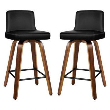 ALFORDSON 2x Swivel Bar Stools Bailey Kitchen Wooden Dining Chair BLACK